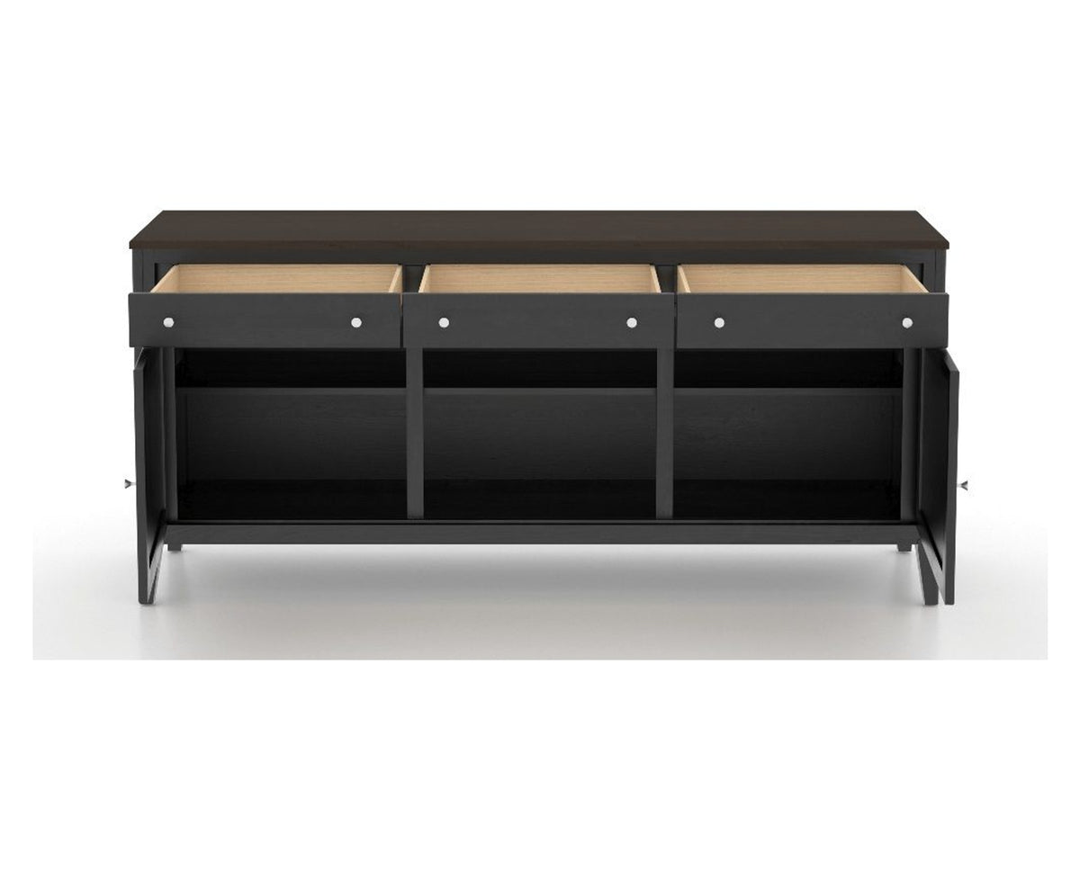 Canadel Buffet 7200 in 59 Davy's Grey, fully open view