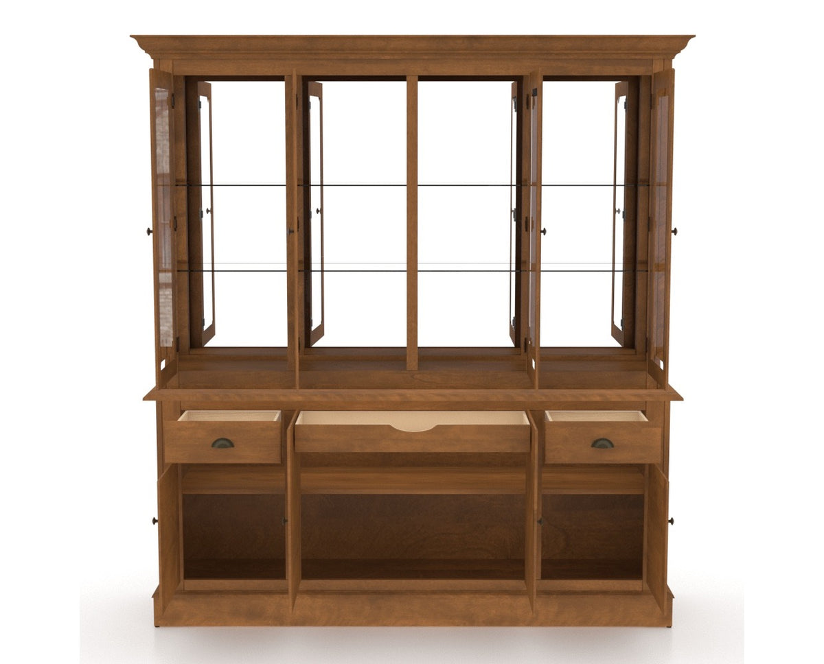 Canadel Core Buffet 7202 in Oak Washed Hutch, fully open view
