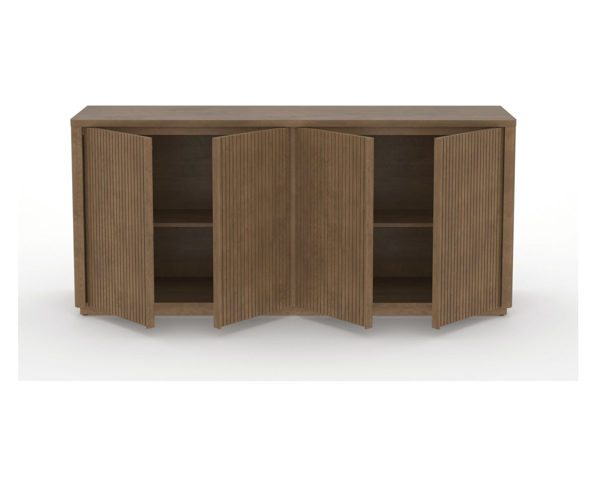 Canadel Modern Channel 76 Buffet in Pecan Washed, open view