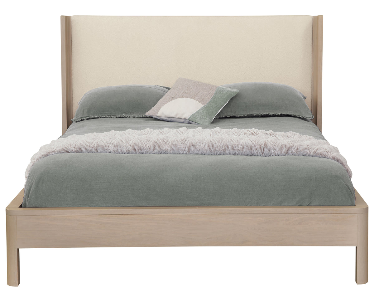 West Bros Curva Shelter Bed in 45 Weathered Wood with the Neil 010 headboard, front view