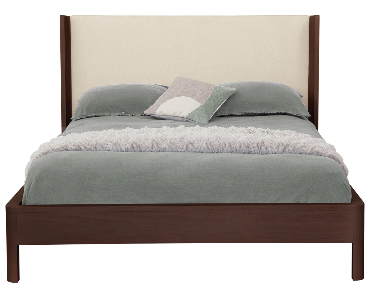 West Bros Curva Shelter Bed in 22 Mocha with the Neil 010 headboard, front view
