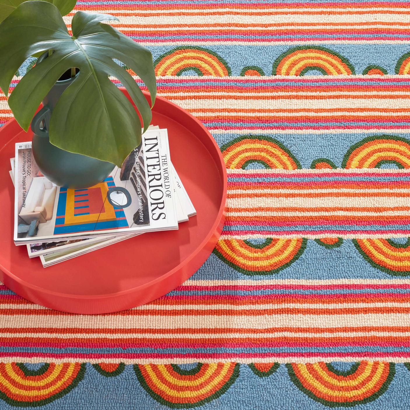 Button Hand Micro Hooked Wool Rug