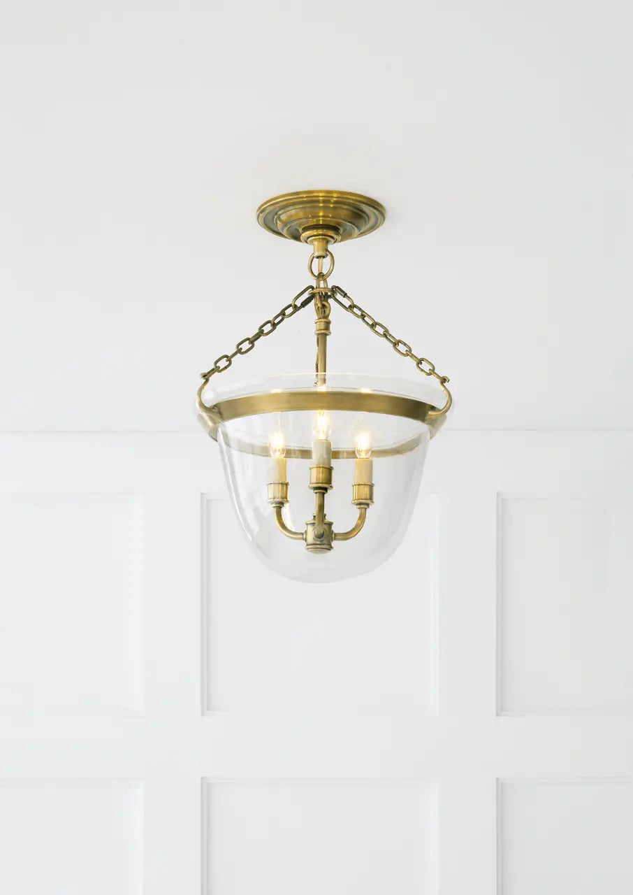 Country Semi-Flush Bell Jar Lantern