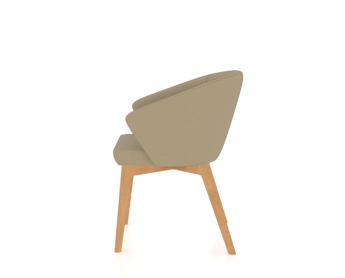 Canadel Downtown Point Dining Chair in Caramel Washed, XY Faux Leather, side view