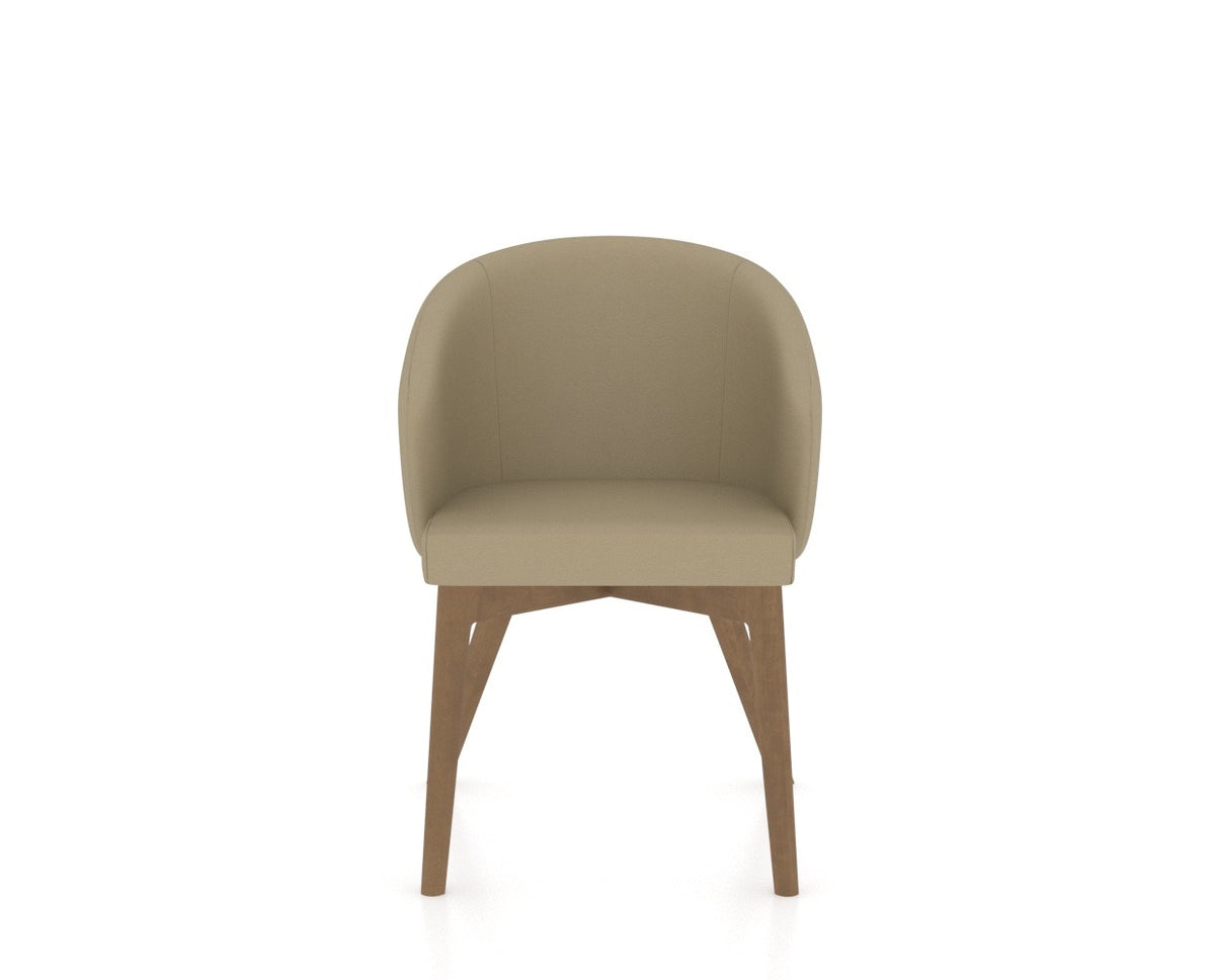 Canadel Downtown Point Dining Chair in Pecan Washed, XY Faux Leather, front view
