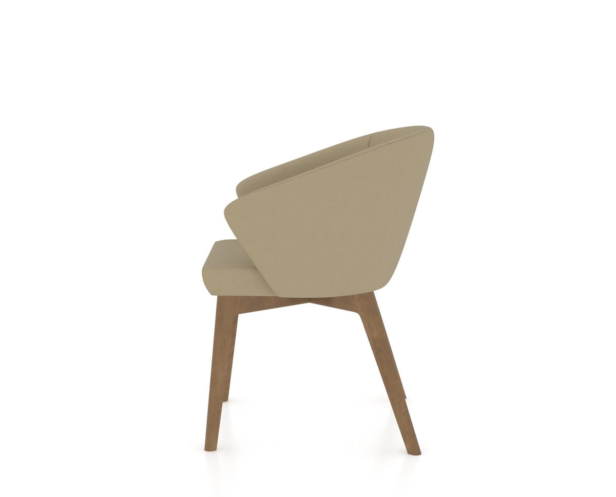 Canadel Downtown Point Dining Chair in Pecan Washed, XY Faux Leather, side view