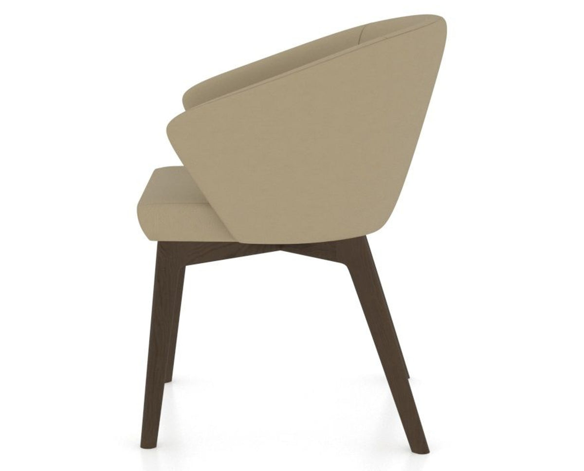 Canadel Downtown Point Dining Chair in Hazelnut Washed, XY Faux Leather, side view