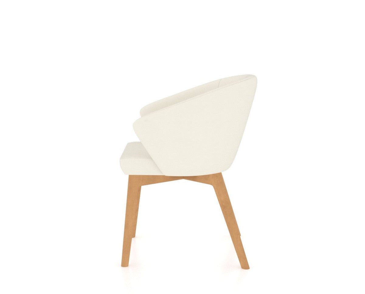 Canadel Downtown Point Dining Chair in Caramel Washed, YJ Faux Leather, side view