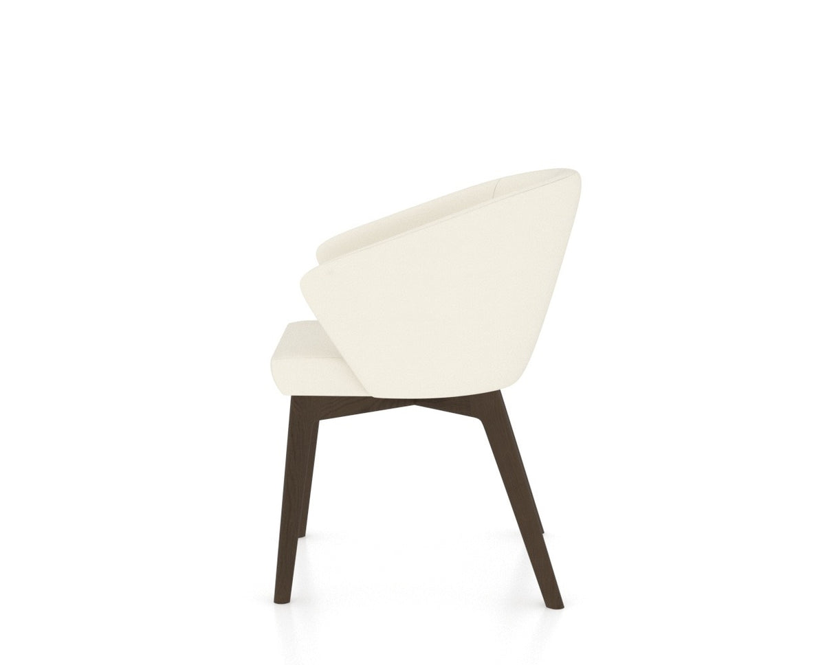 Canadel Downtown Point Dining Chair in Hazelnut Washed, YJ Faux Leather, side view
