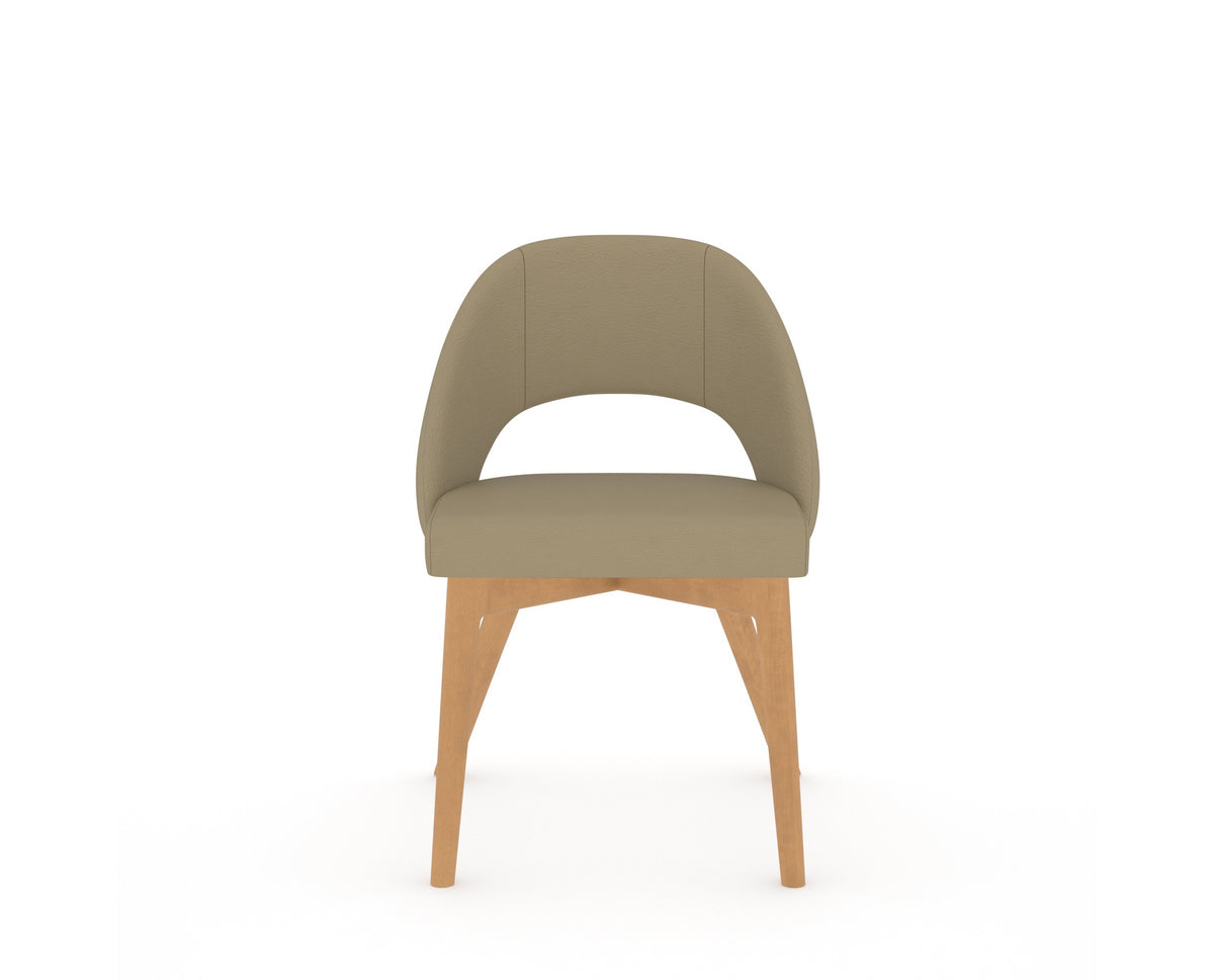 Canadel Downtown Curv Dining Chair in Caramel Washed, XY Faux Leather, front view