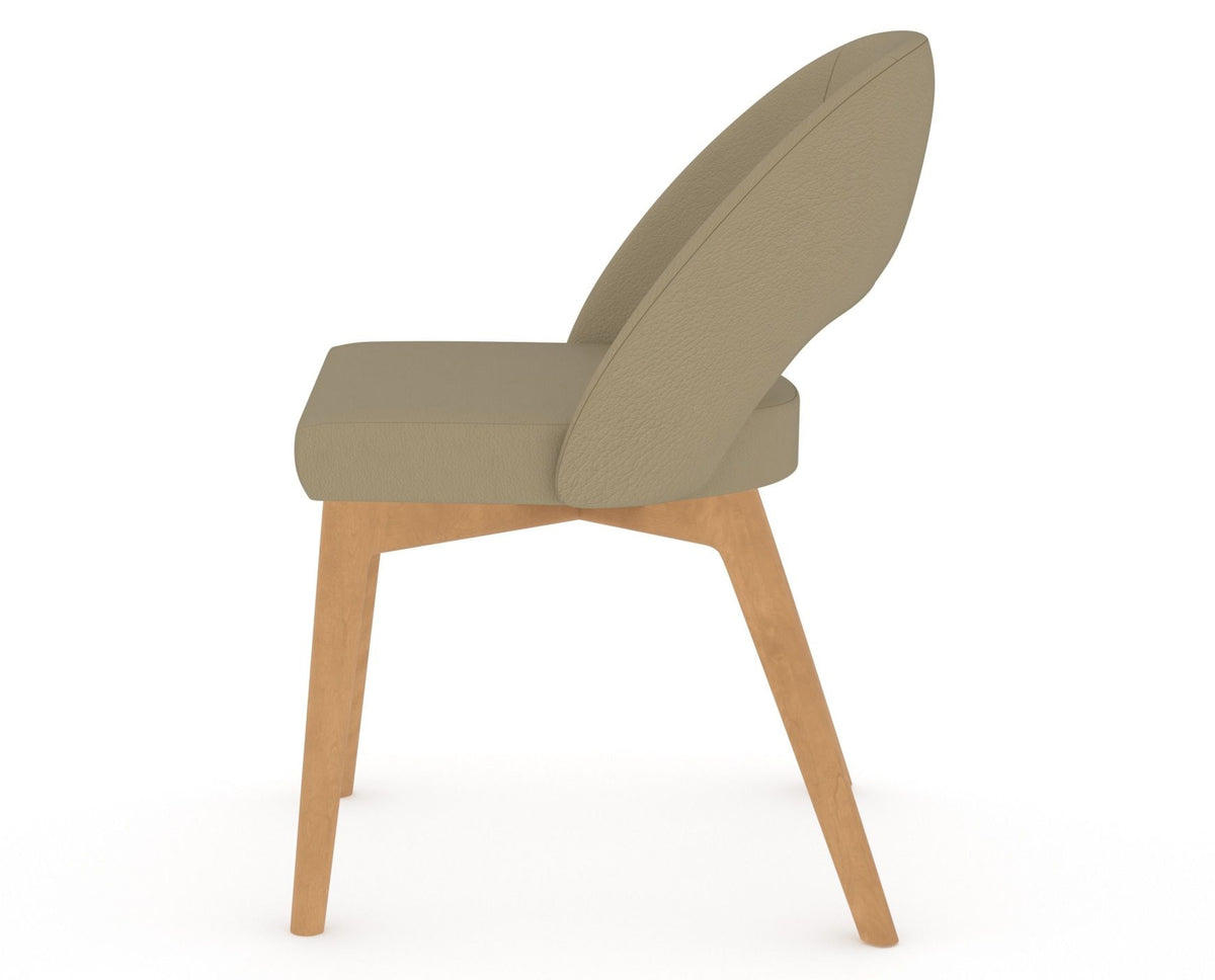 Canadel Downtown Curv Dining Chair in Caramel Washed, XY Faux Leather, side view