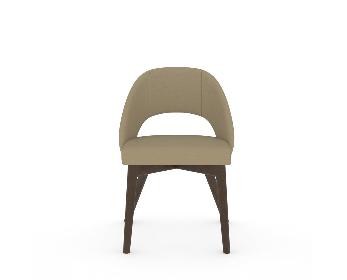Canadel Downtown Curv Dining Chair in Hazelnut Washed, XY Faux Leather, front view