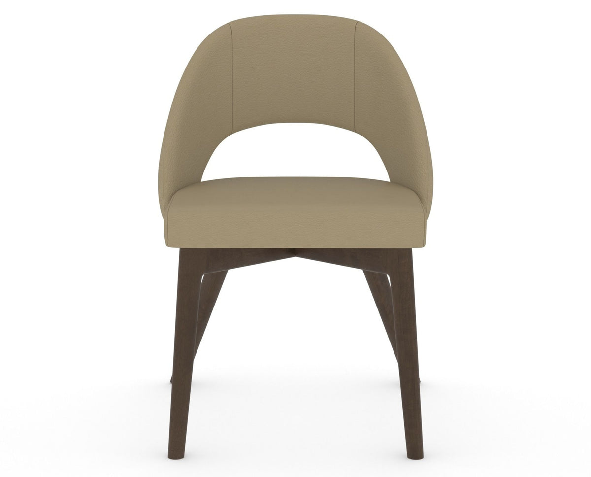 Canadel Downtown Curv Dining Chair in Hazelnut Washed, XY Faux Leather, front view
