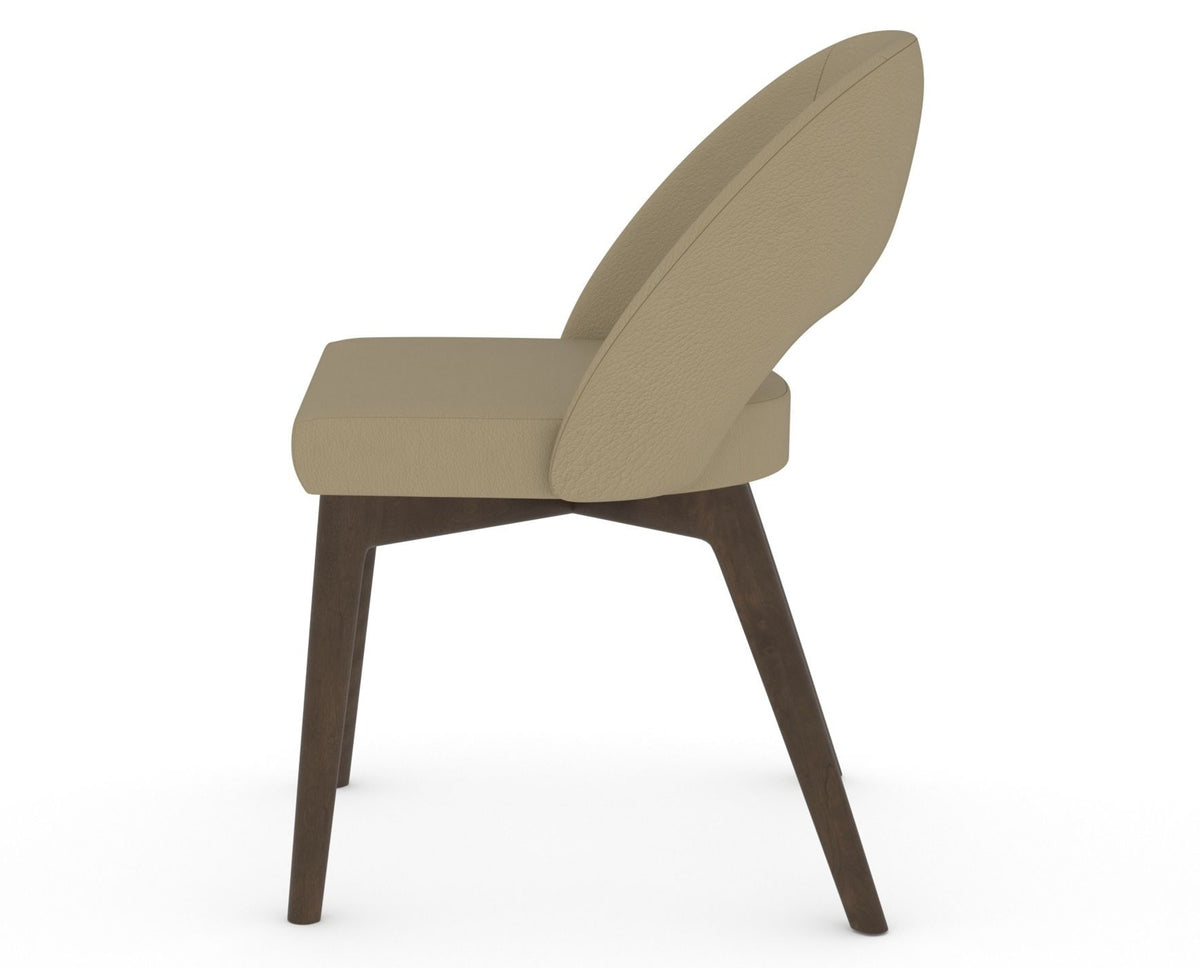 Canadel Downtown Curv Dining Chair in Hazelnut Washed, XY Faux Leather, side view