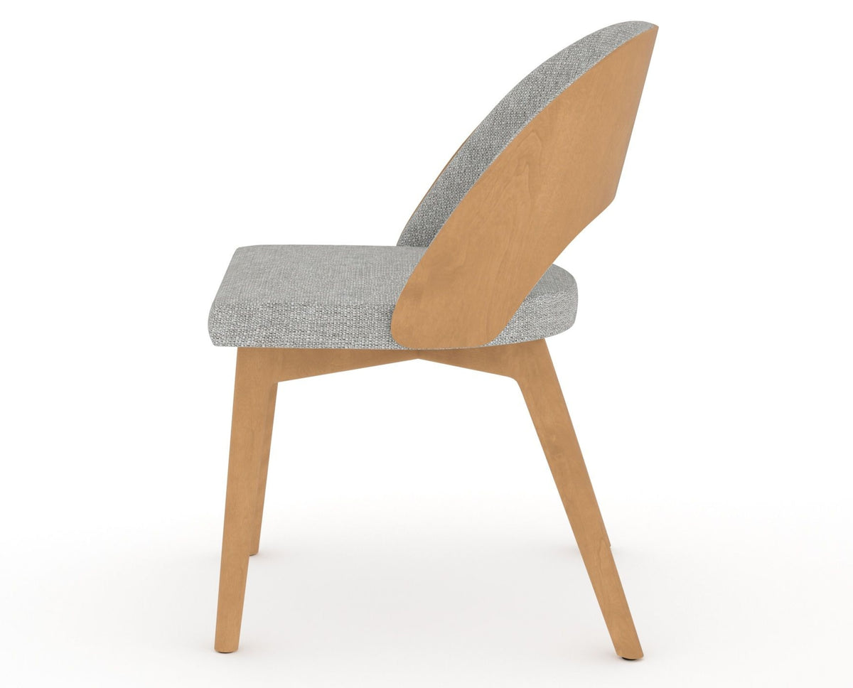 Canadel Downtown Ply Dining Chair in Caramel Washed, 7C Fabric, side view