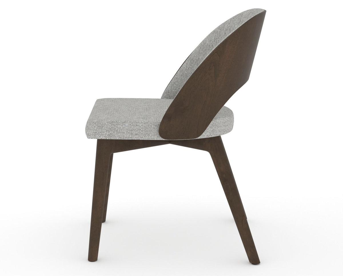 Canadel Downtown Ply Dining Chair in Hazelnut Washed, 7C Fabric, side view