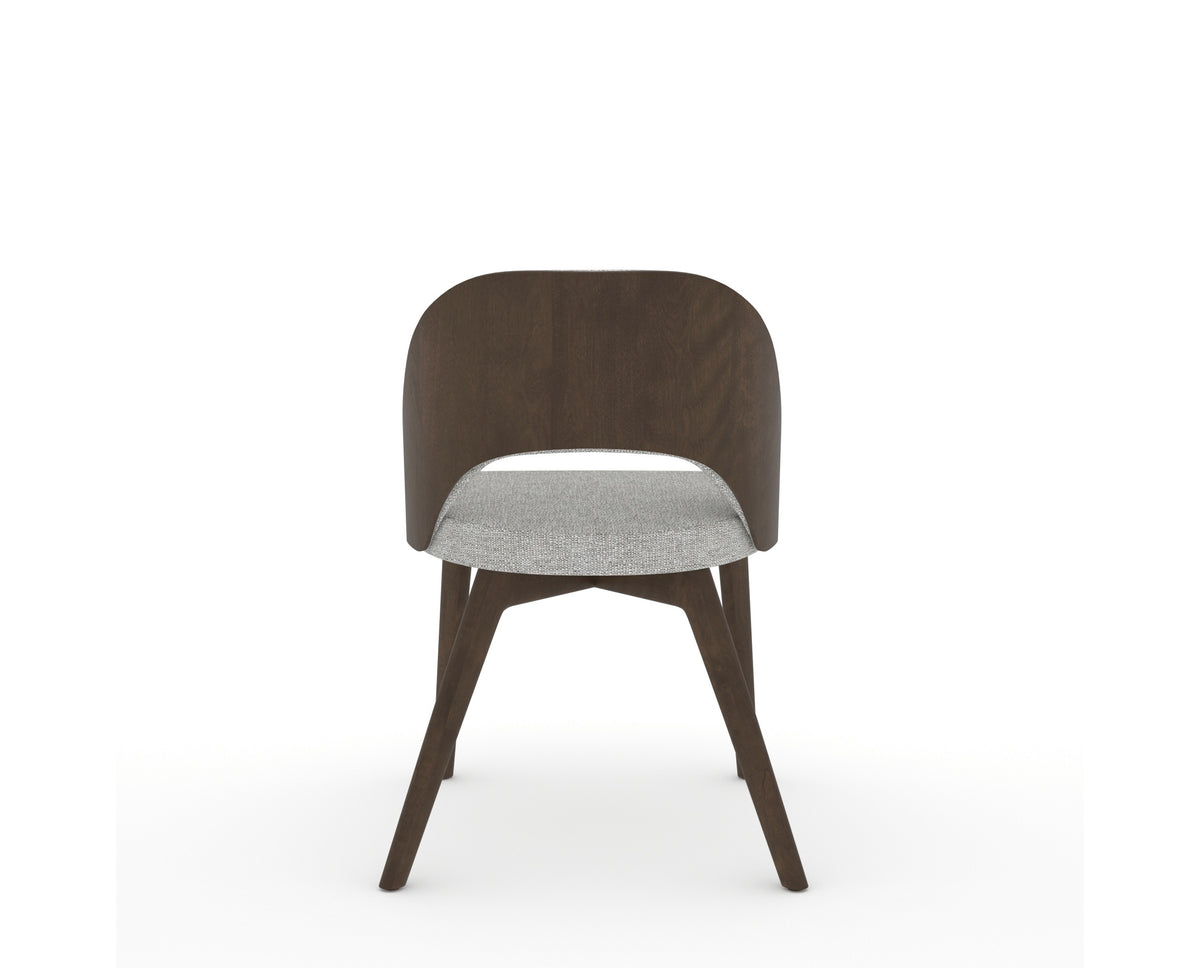 Canadel Downtown Ply Dining Chair in Hazelnut Washed, 7C Fabric, back view
