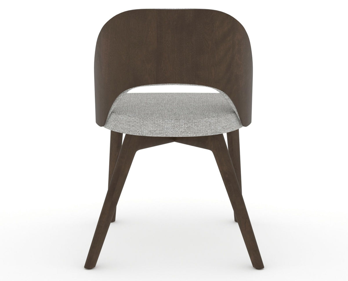 Canadel Downtown Ply Dining Chair in Hazelnut Washed, 7C Fabric, back view