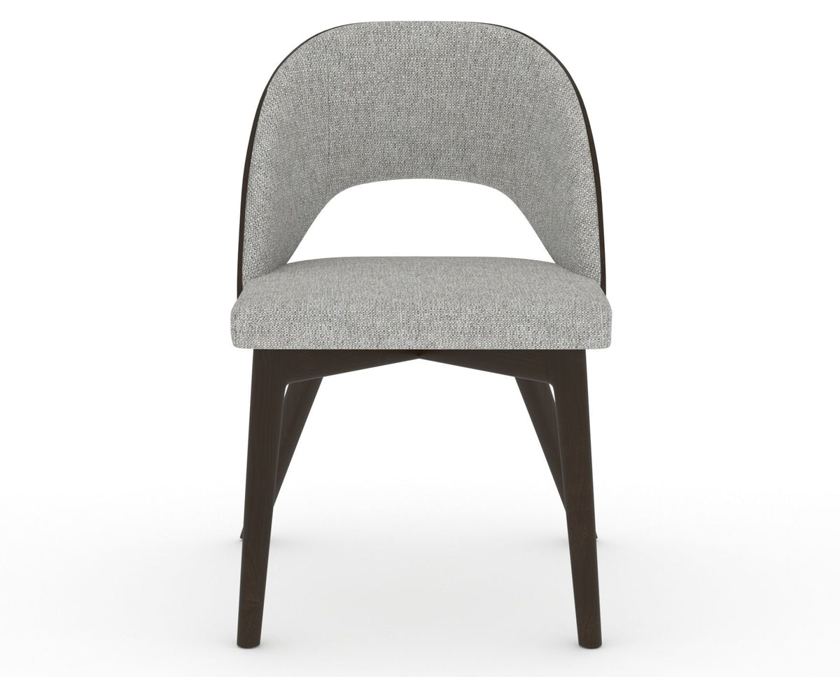 Canadel Downtown Ply Dining Chair in Davy's Grey, 7C Fabric, front view