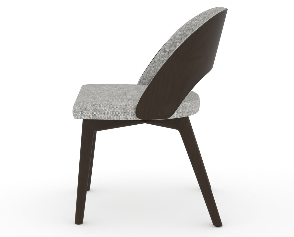 Canadel Downtown Ply Dining Chair in Davy's Grey, 7C Fabric, side view