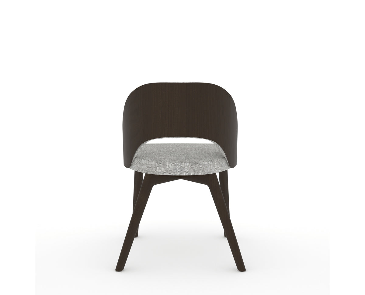 Canadel Downtown Ply Dining Chair in Davy's Grey, 7C Fabric, back view