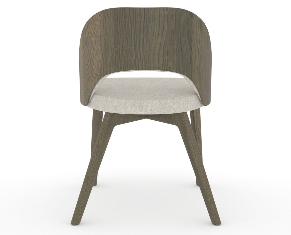 Canadel Downtown Ply Dining Chair in Shadow, TB Fabric, back view
