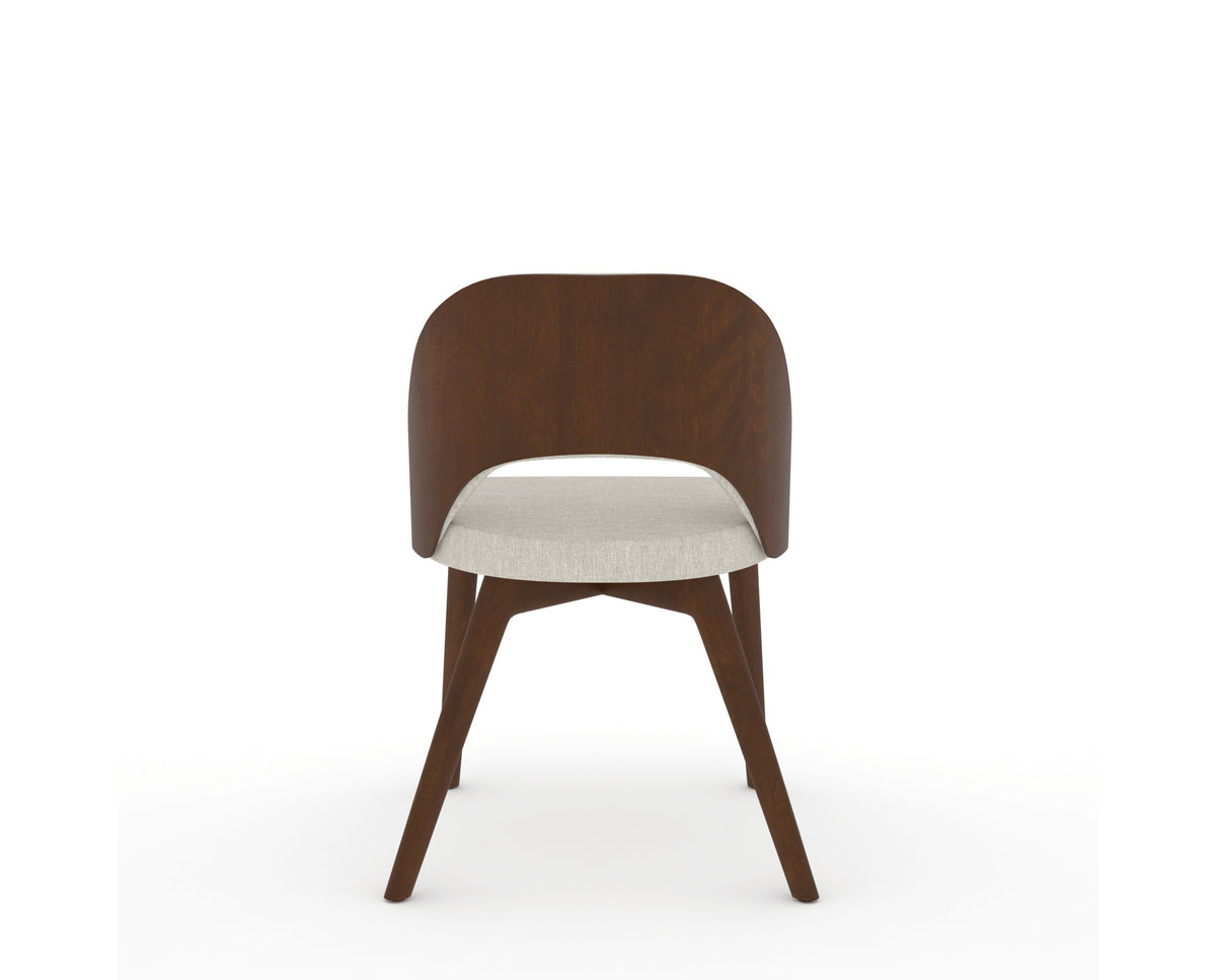 Canadel Downtown Ply Dining Chair in Cognac Washed, TB Fabric, back view
