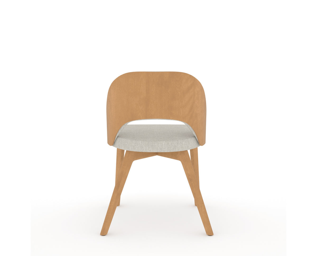 Canadel Downtown Ply Dining Chair in Caramel Washed, TB Fabric, back view