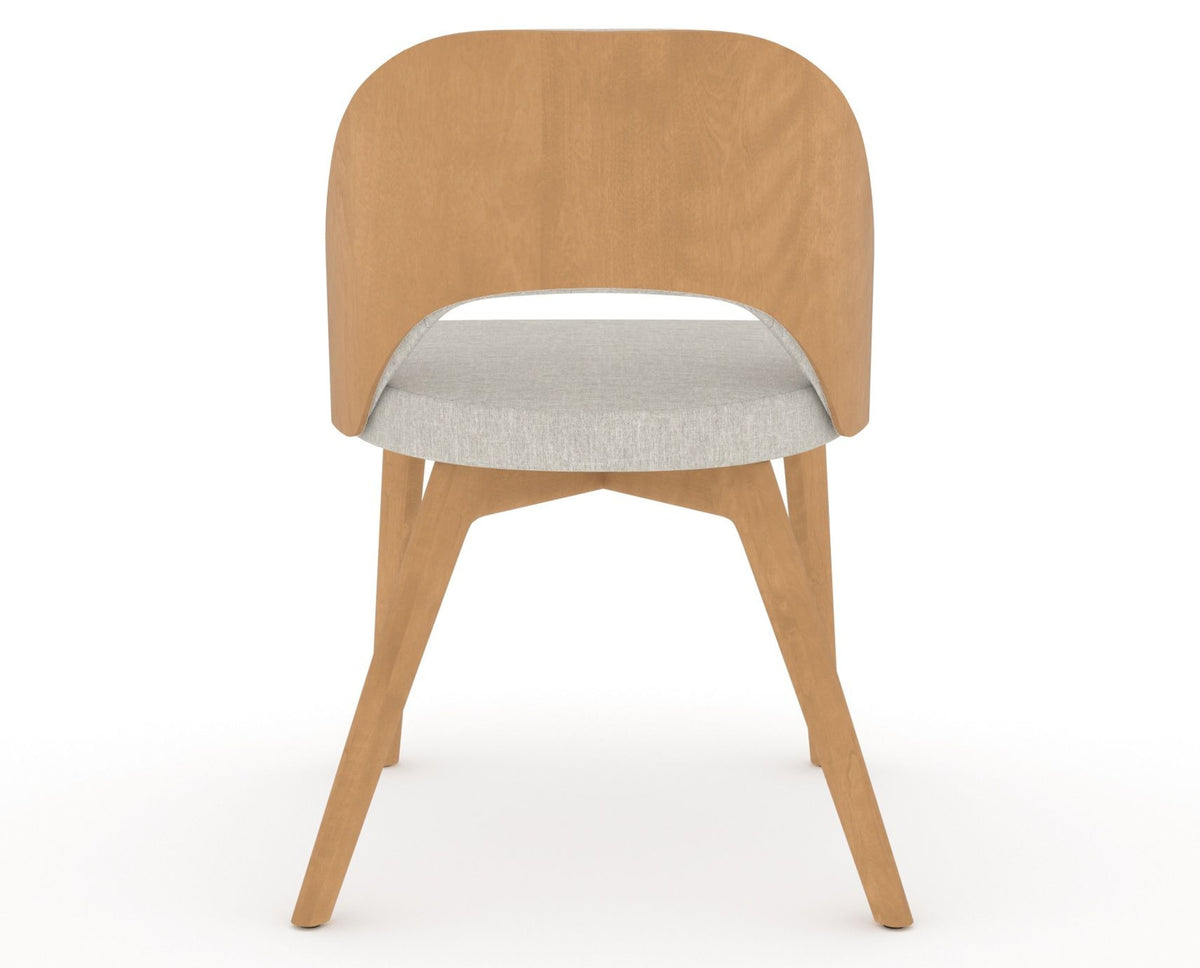 Canadel Downtown Ply Dining Chair in Caramel Washed, TB Fabric, back view