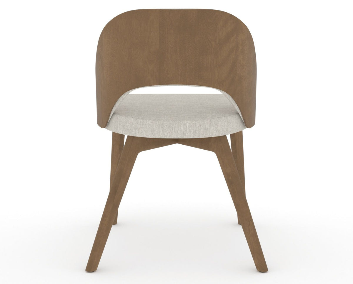 Canadel Downtown Ply Dining Chair in Pecan Washed, TB Fabric, back view