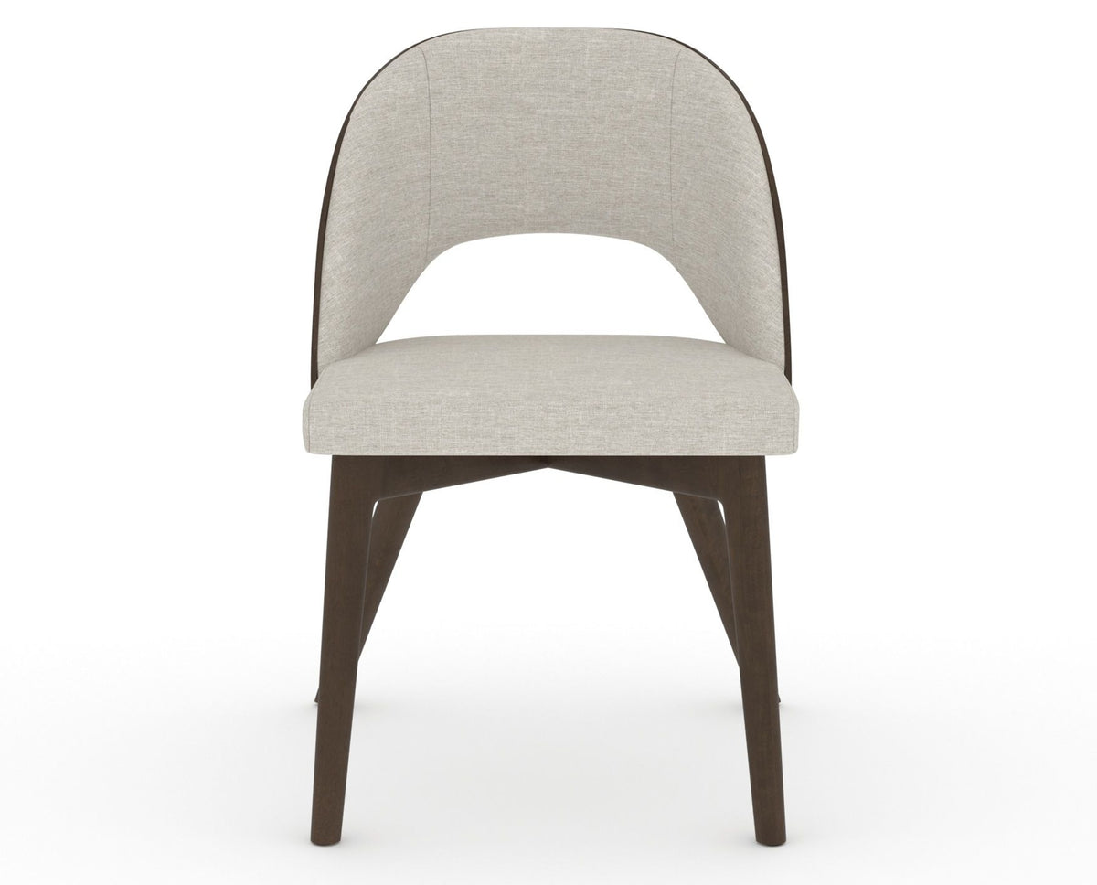 Canadel Downtown Ply Dining Chair in Hazelnut Washed, TB Fabric, front view