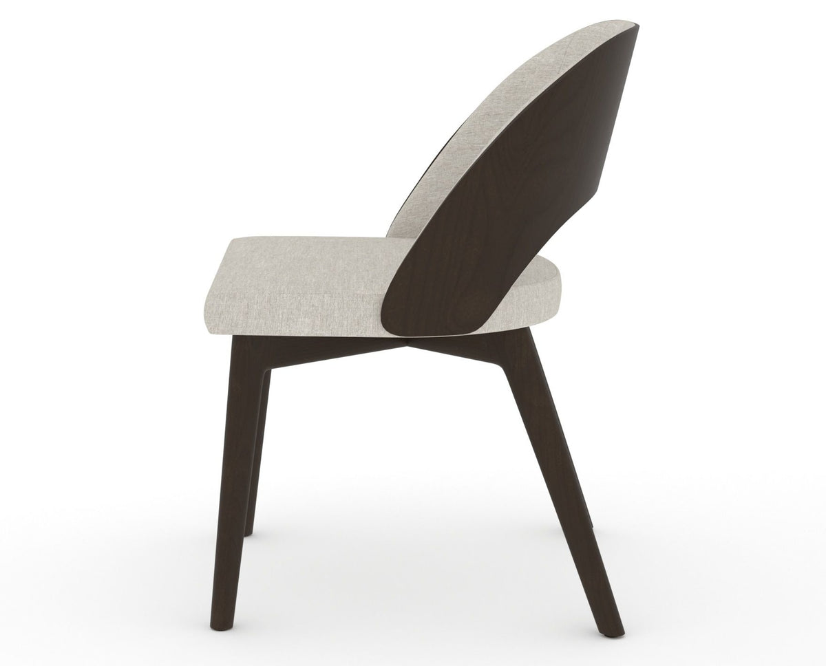 Canadel Downtown Ply Dining Chair in Davy's Grey, TB Fabric, side view