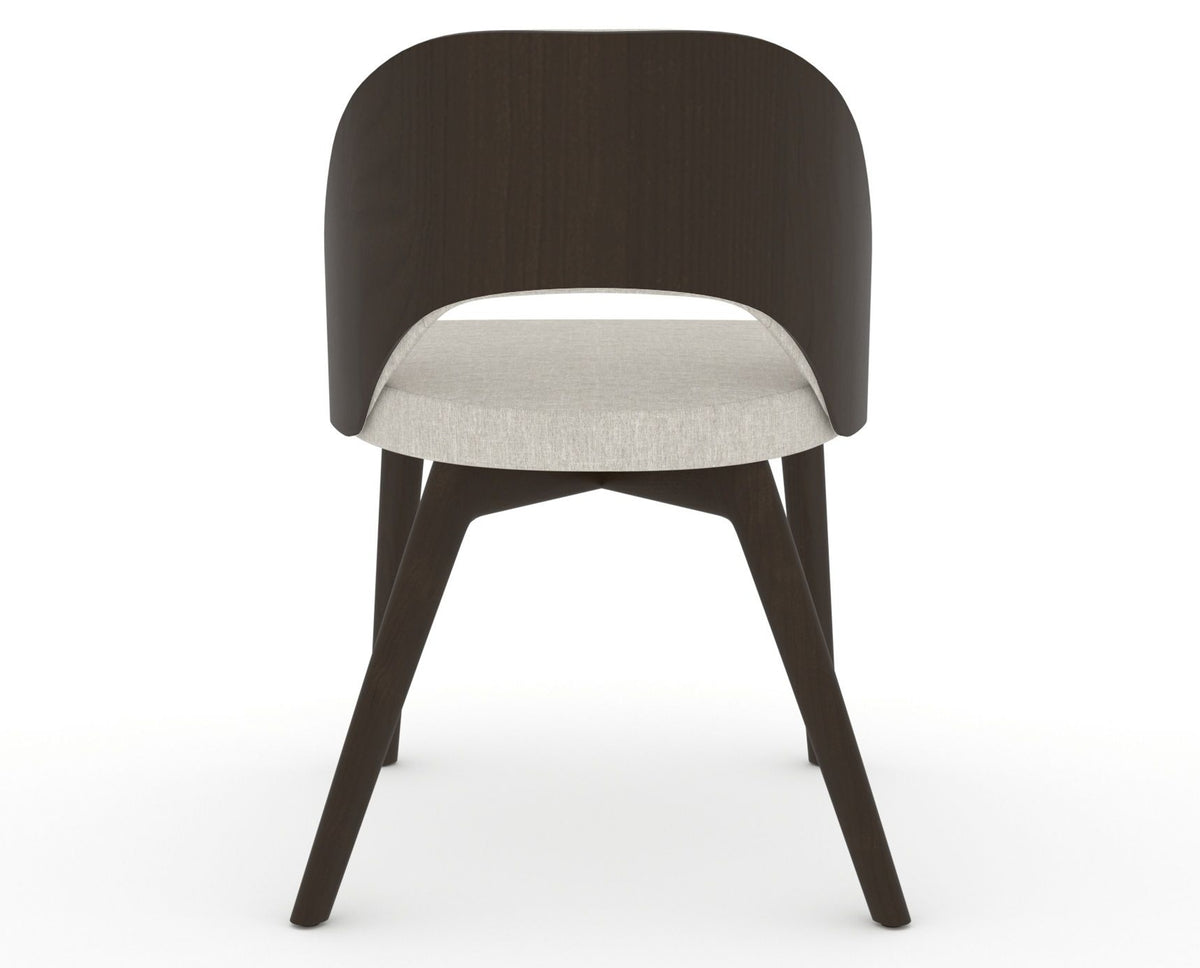 Canadel Downtown Ply Dining Chair in Davy's Grey, TB Fabric, back view