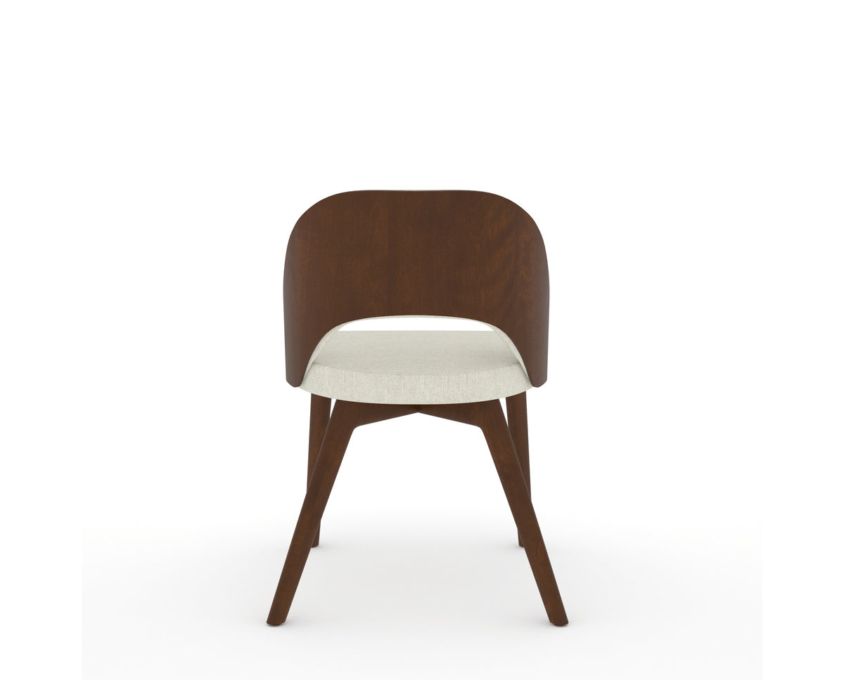 Canadel Downtown Ply Dining Chair in Cognac Washed, TW Fabric, back view