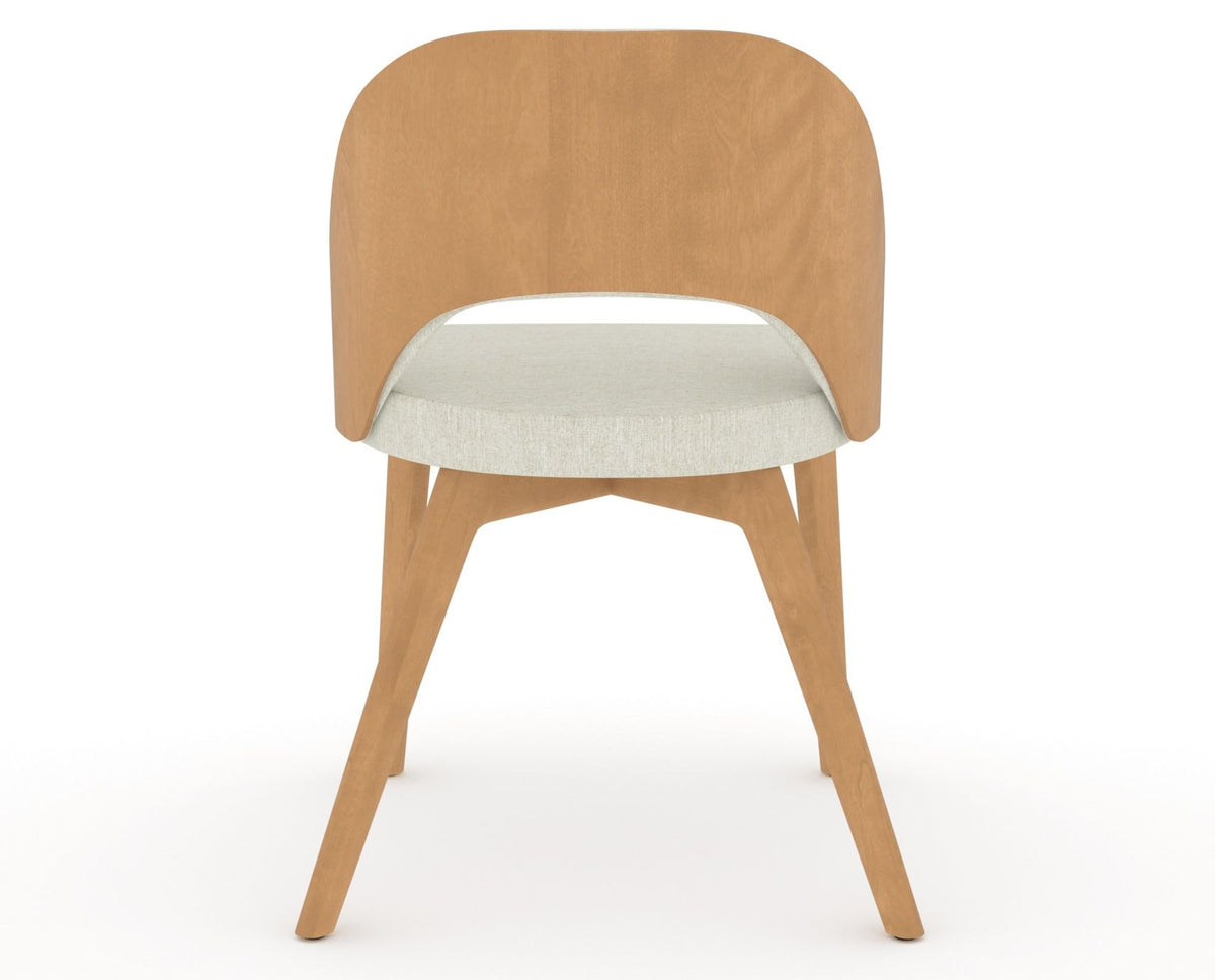 Canadel Downtown Ply Dining Chair in Caramel Washed, TW Fabric, back view