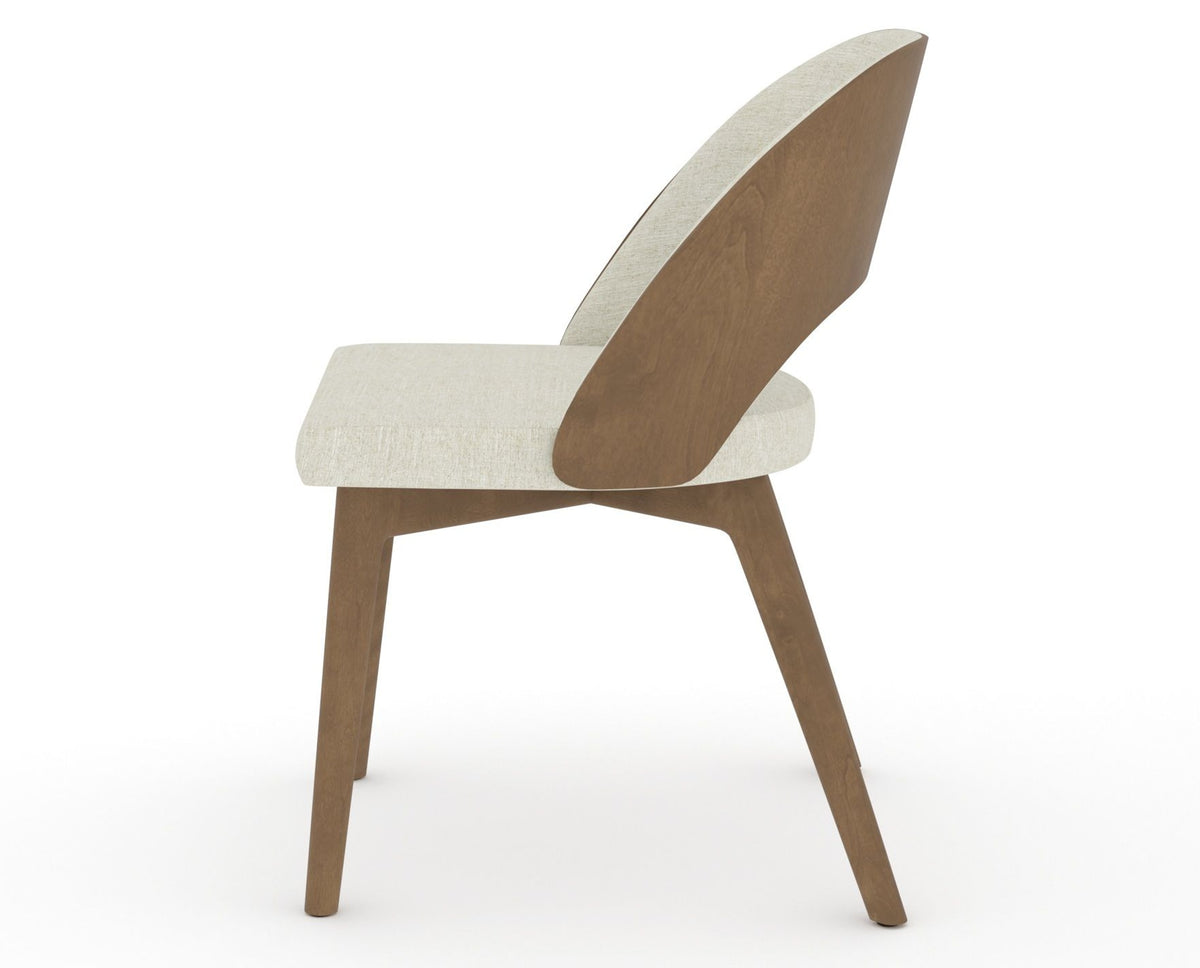 Canadel Downtown Ply Dining Chair in Pecan Washed, TW Fabric, side view