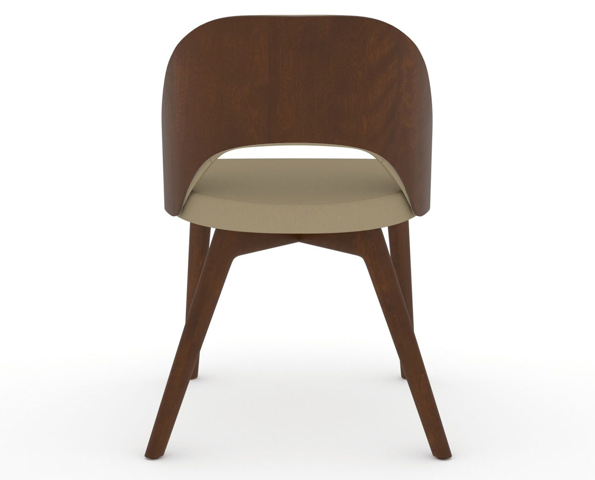 Canadel Downtown Ply Dining Chair in Cognac Washed, XY Faux Leather, back view