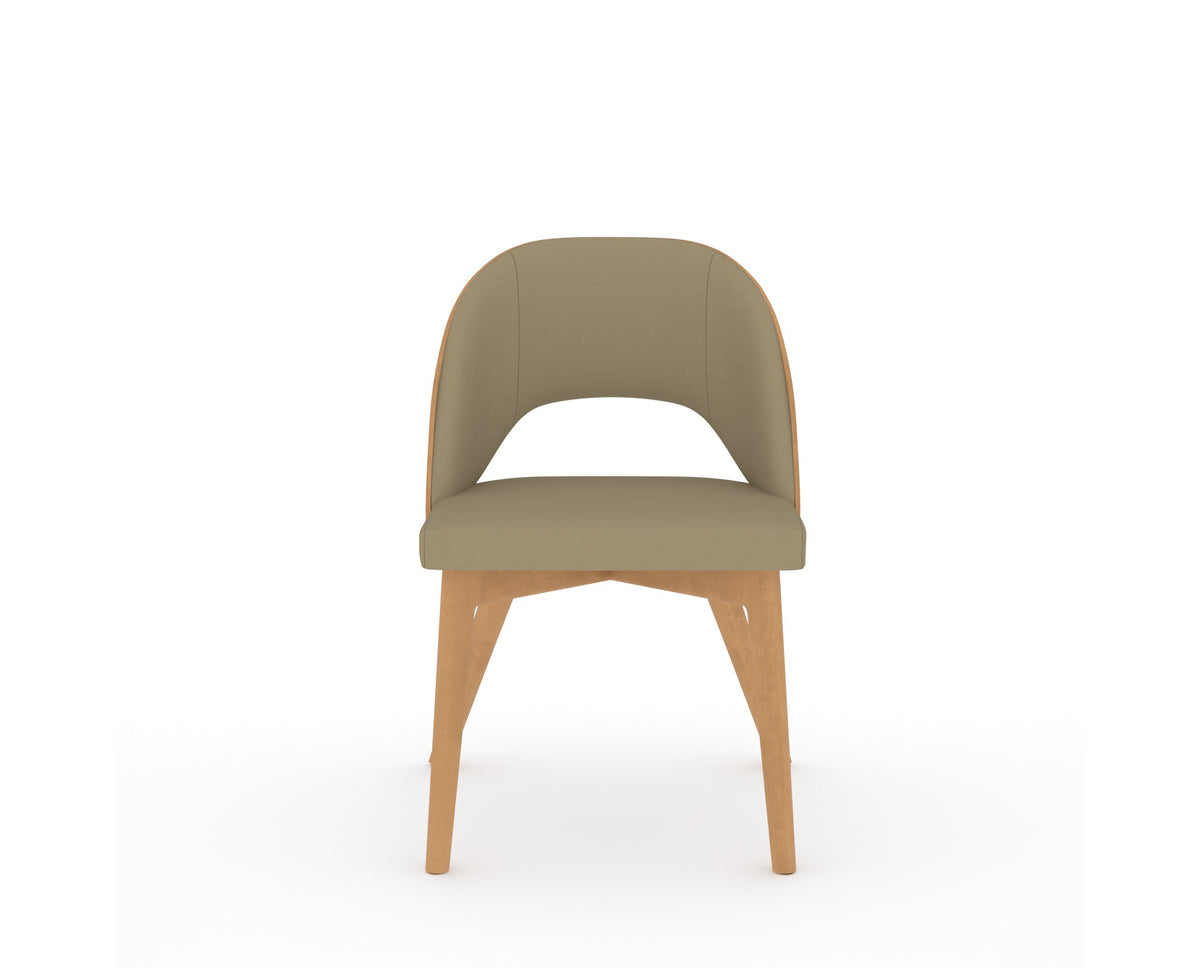 Canadel Downtown Ply Dining Chair in Caramel Washed, XY Faux Leather, front view