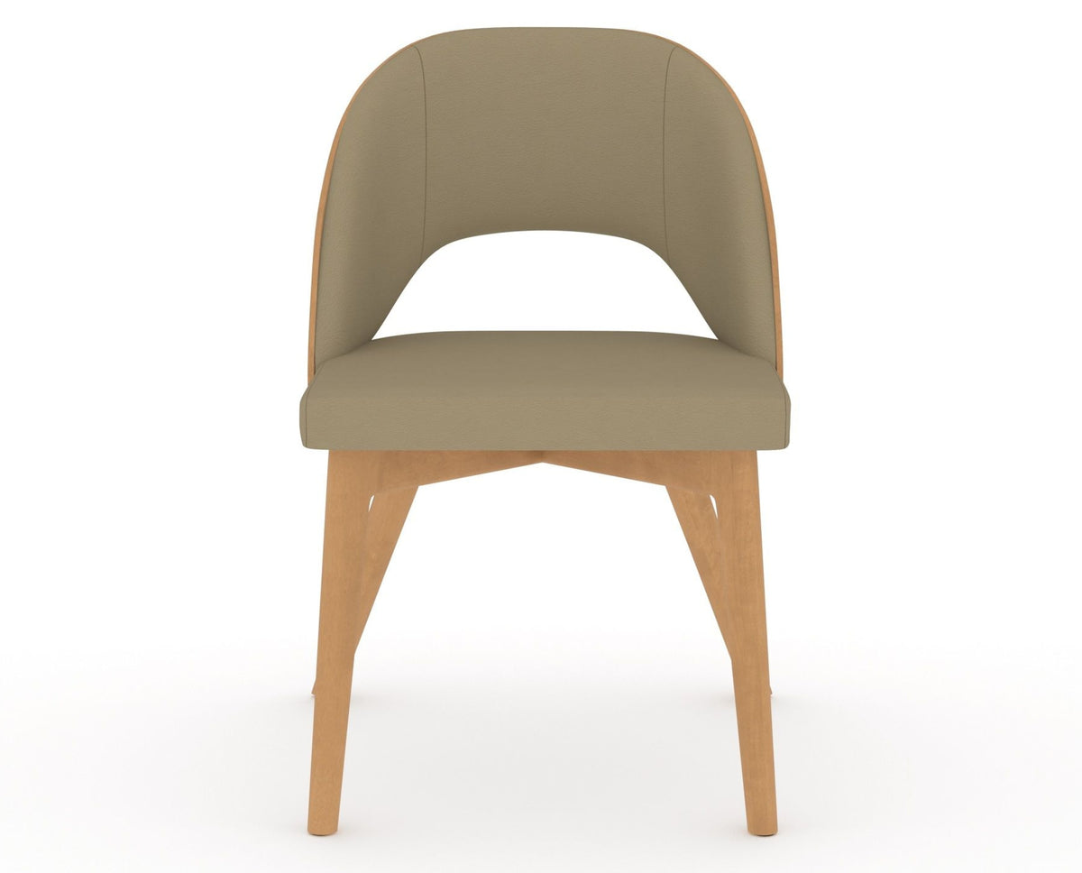 Canadel Downtown Ply Dining Chair in Caramel Washed, XY Faux Leather, front view