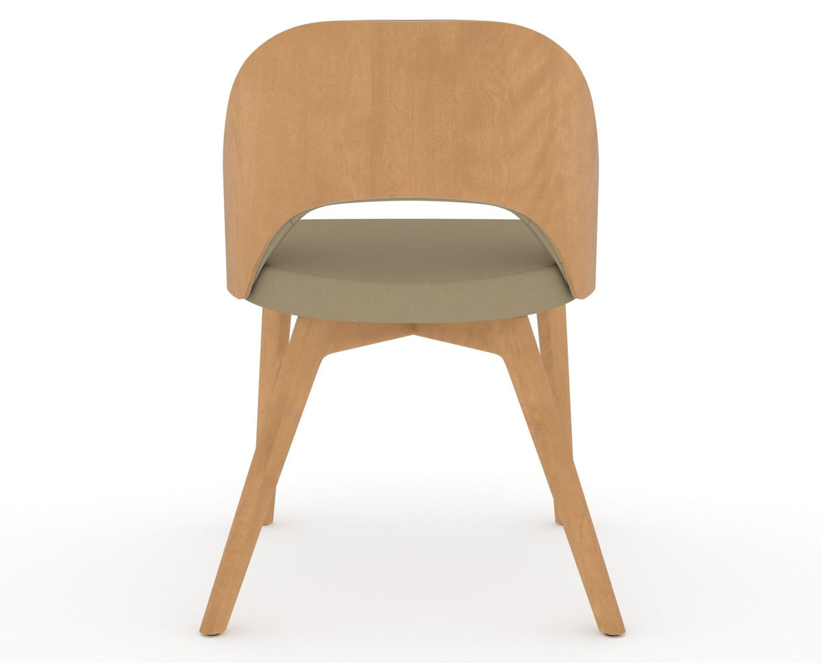 Canadel Downtown Ply Dining Chair in Caramel Washed, XY Faux Leather, back view