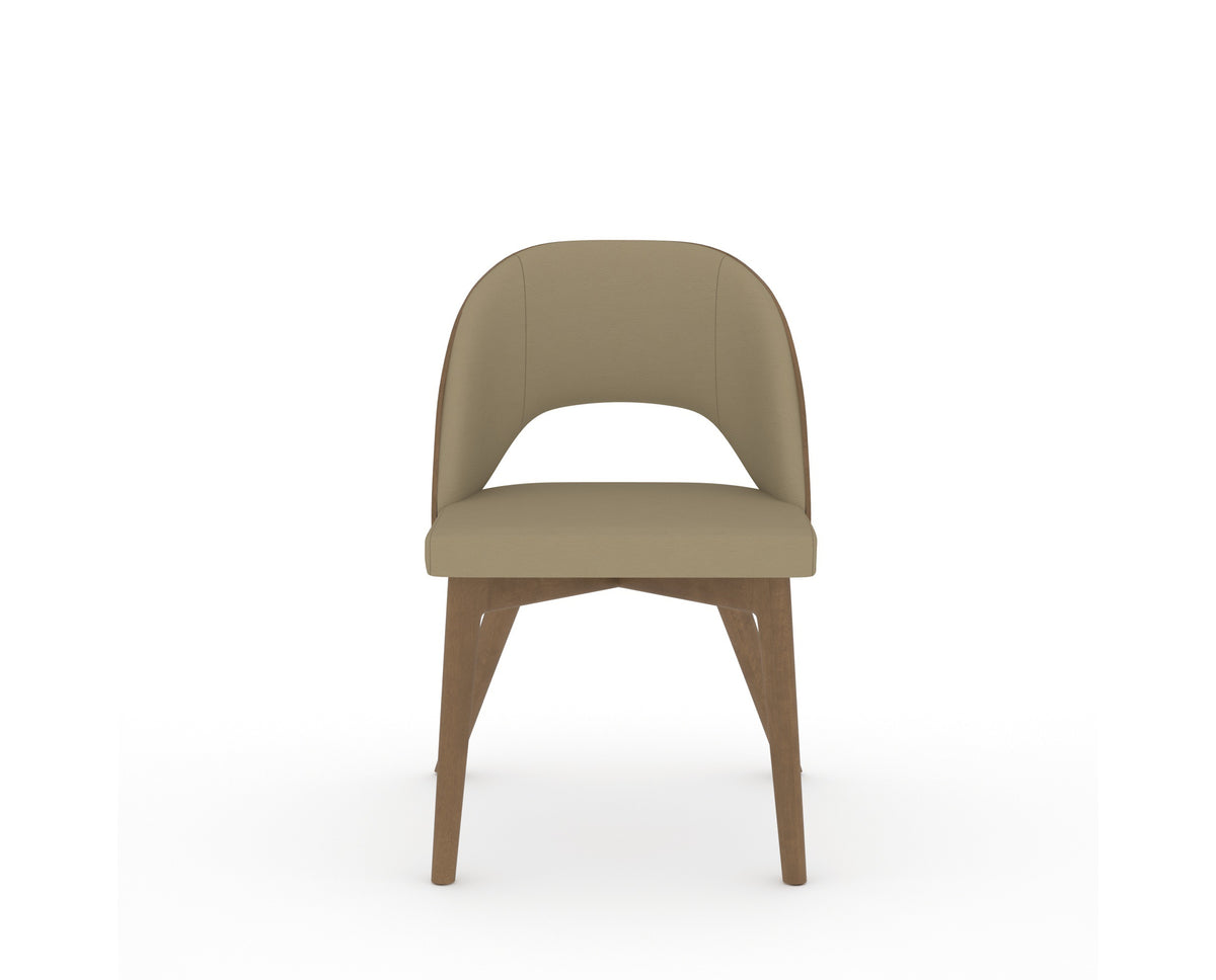 Canadel Downtown Ply Dining Chair in Pecan Washed, XY Faux Leather, front view