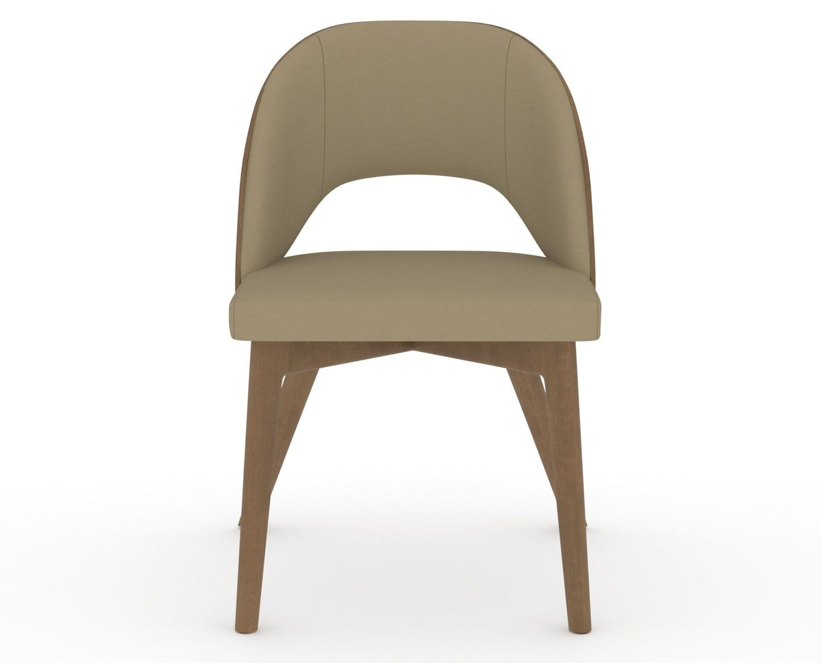 Canadel Downtown Ply Dining Chair in Pecan Washed, XY Faux Leather, front view