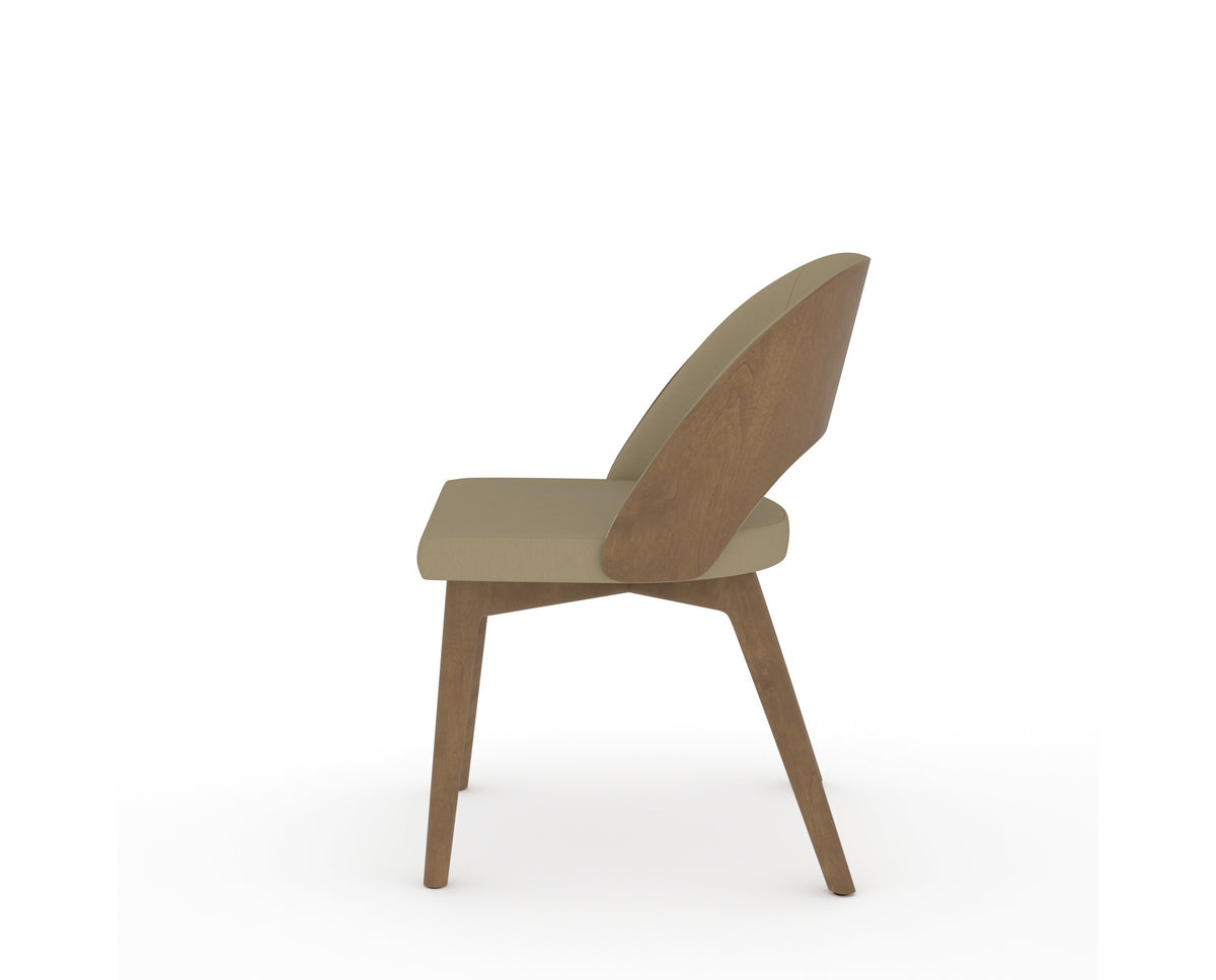 Canadel Downtown Ply Dining Chair in Pecan Washed, XY Faux Leather, side view