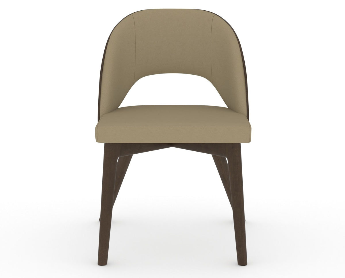 Canadel Downtown Ply Dining Chair in Hazelnut Washed, XY Faux Leather, front view