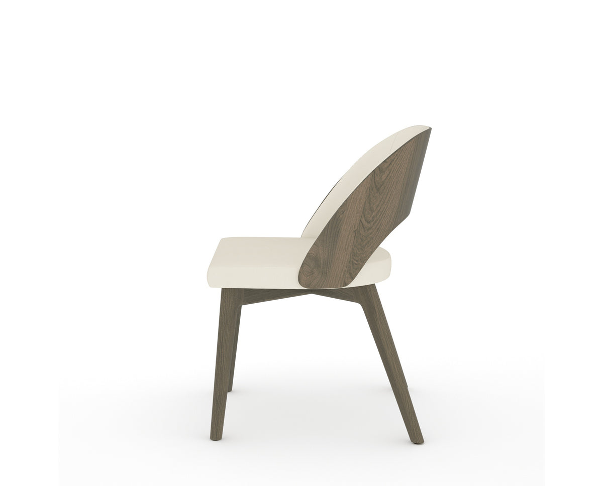 Canadel Downtown Ply Dining Chair in Shadow, YJ Faux Leather, side view