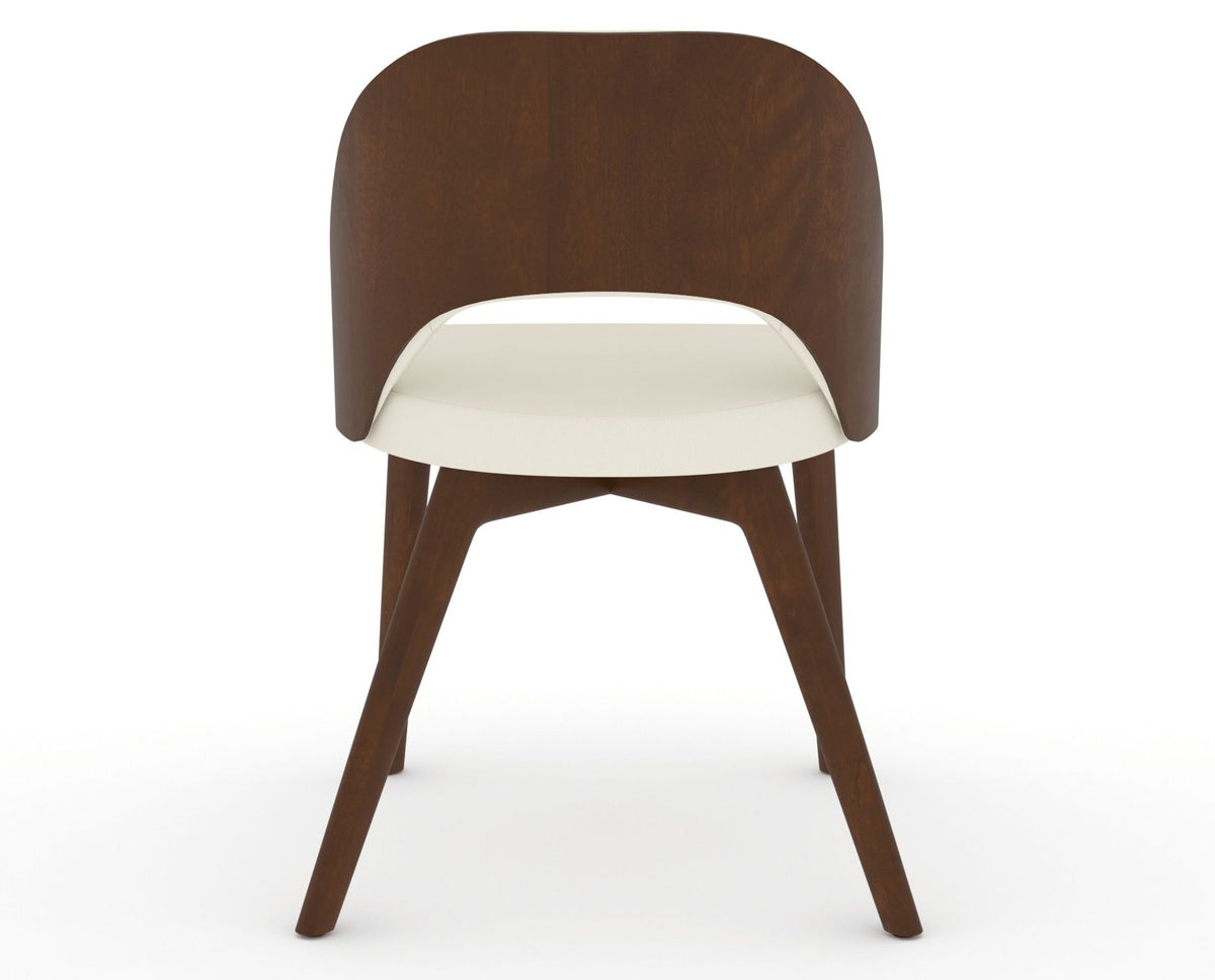 Canadel Downtown Ply Dining Chair in Cognac Washed, YJ Faux Leather, back view