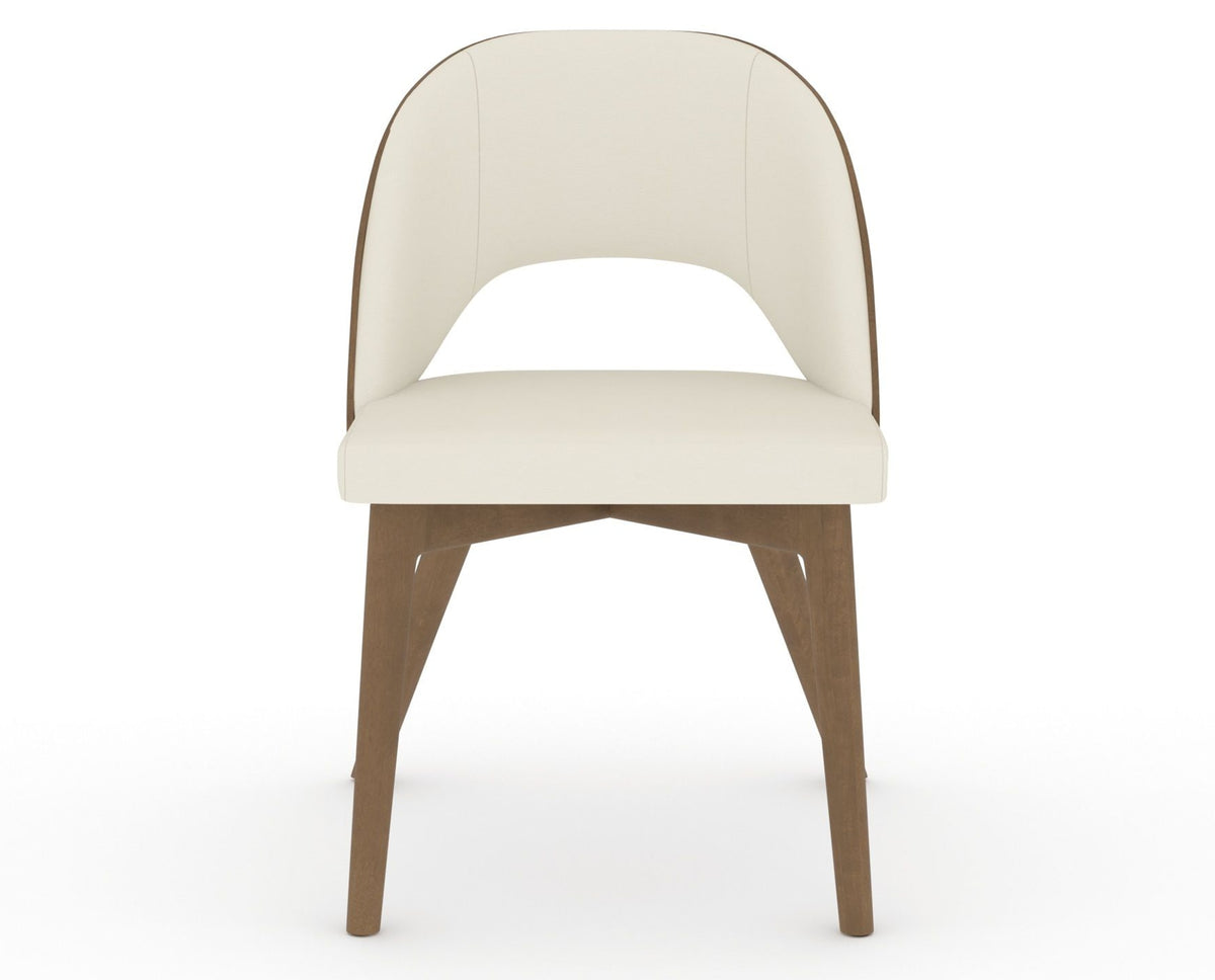 Canadel Downtown Ply Dining Chair in Pecan Washed, YJ Faux Leather, front view