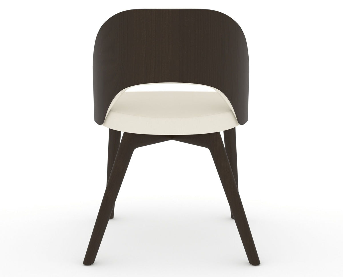 Canadel Downtown Ply Dining Chair in Davy's Grey, YJ Faux Leather, back view