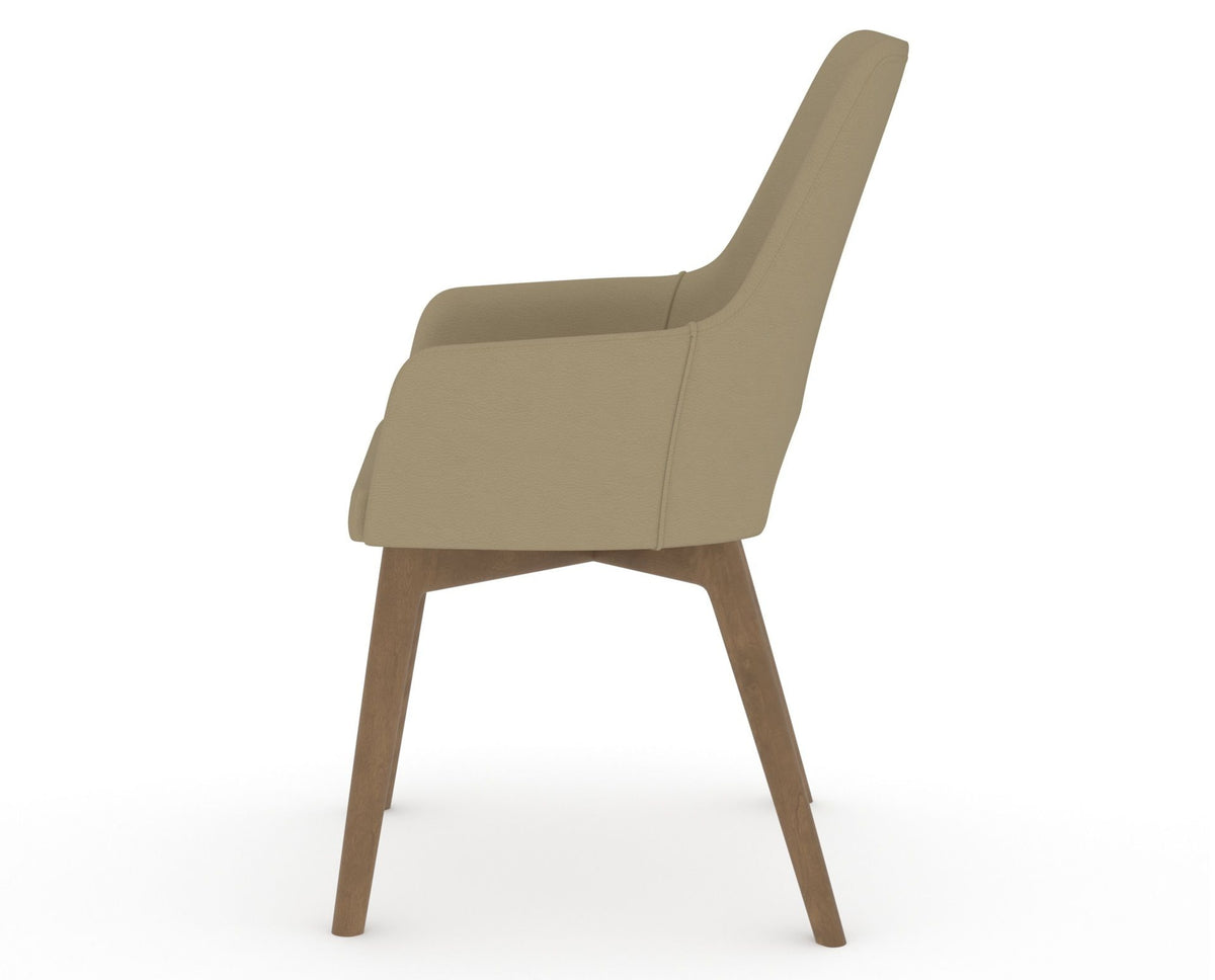 Canadel Downtown Norr Dining Chair in Pecan Washed, XY Faux Leather, side view