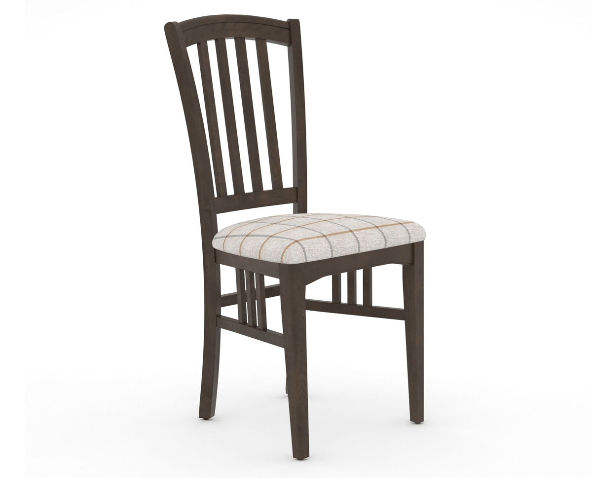 Canadel Dining Chair 0048 in OZ Fabric and 29 Hazelnut Washed, three-quarter view